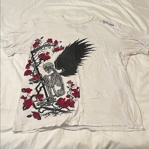 Affliction White Tee with Red and Black Graphic